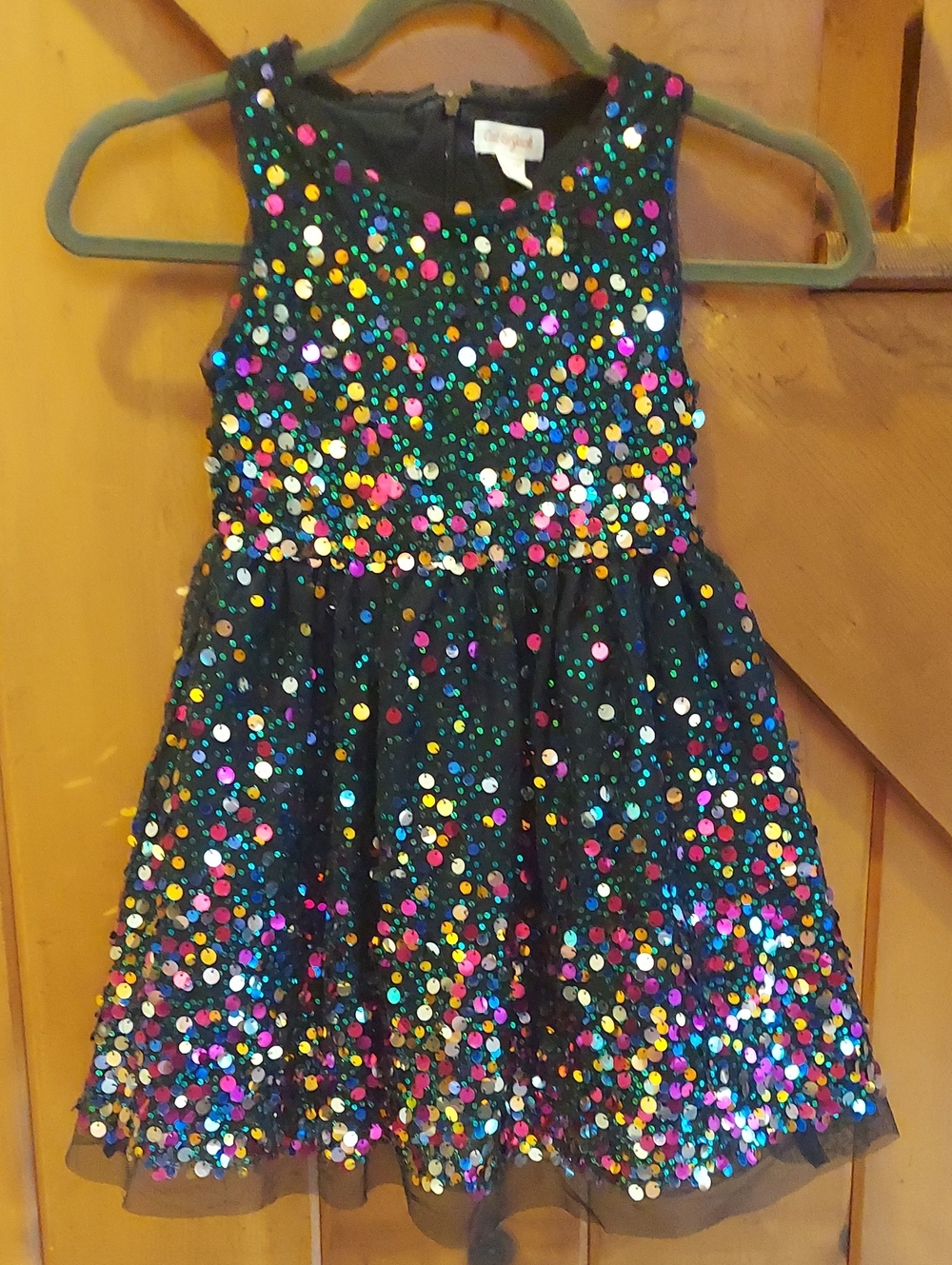 Cat & Jack Black Sequin Dress with Multicolor Dots